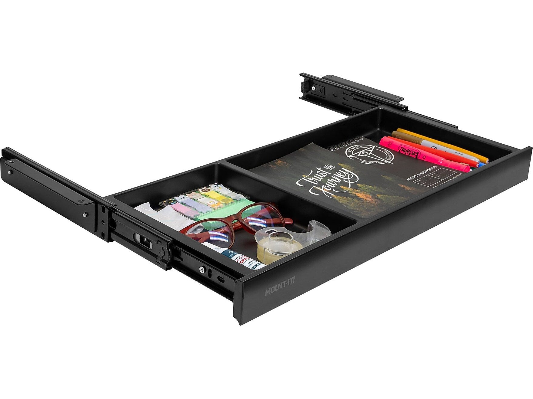 Mount-It! 2"H x 21"W Under-Desk Drawer, Black (MI-7294BLK)