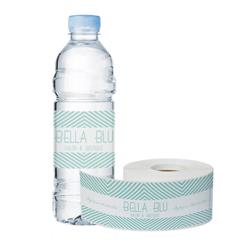 1-Color Water Bottle Label, Rectangle 2" x 8" , qty 1000/RL
