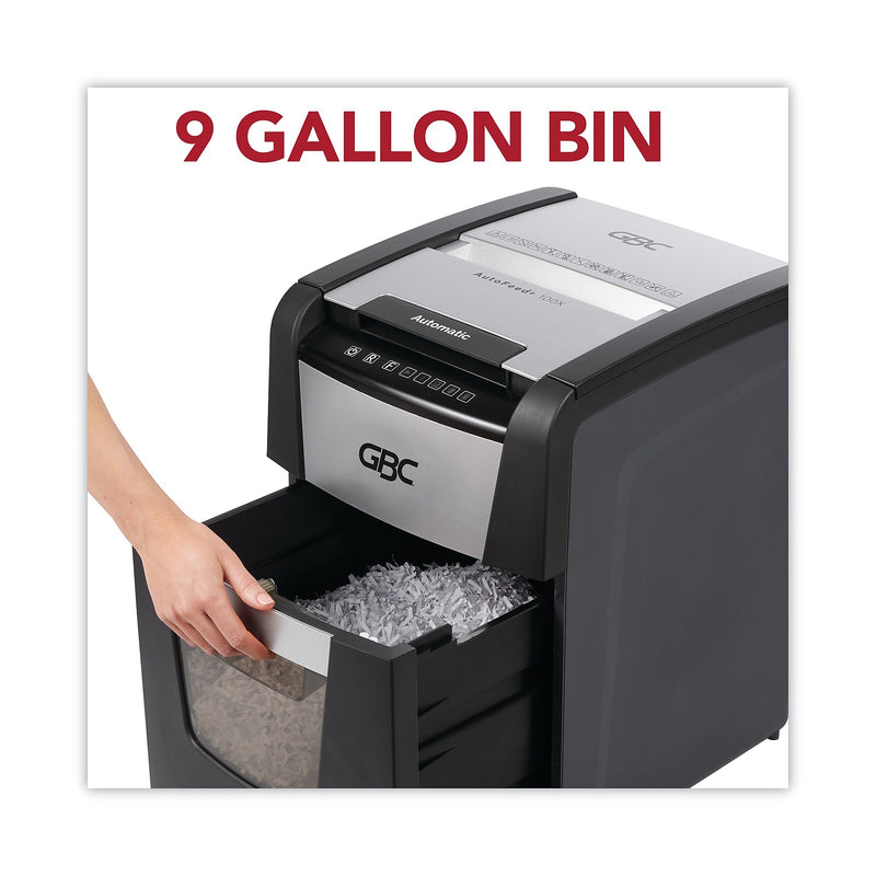 GBC® AutoFeed+ 100X Super Cross-Cut Home Office Shredder, 100 Auto/8 Manual Sheet Capacity