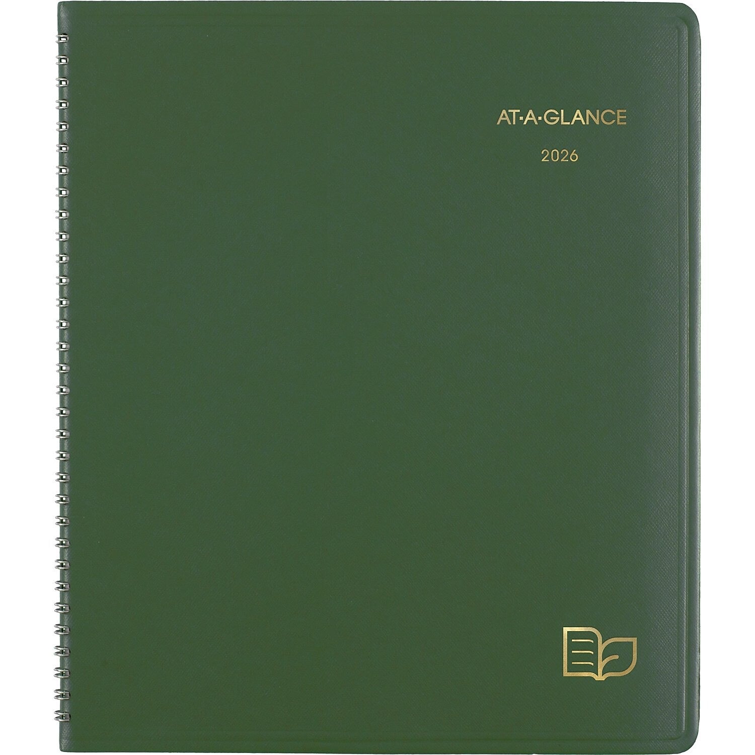 2026 AT-A-GLANCE Recycled 9" x 11" Monthly Planner, Faux Leather Cover, Green (70-260G-60-26)