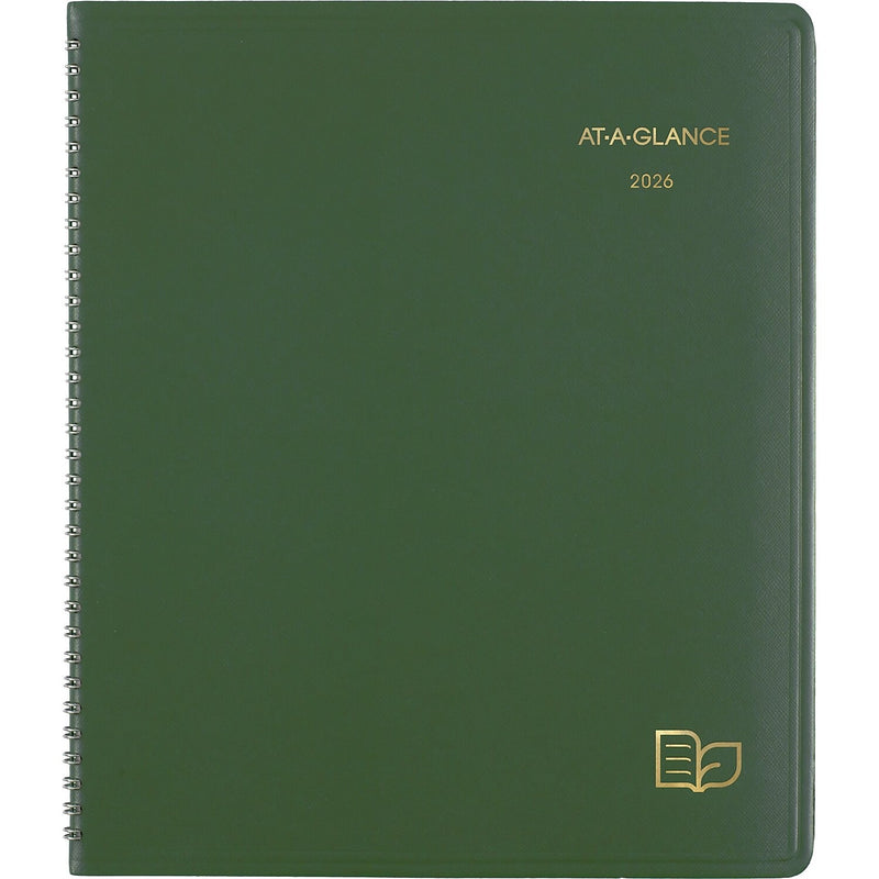 2026 AT-A-GLANCE Recycled 9" x 11" Monthly Planner, Faux Leather Cover, Green (70-260G-60-26)