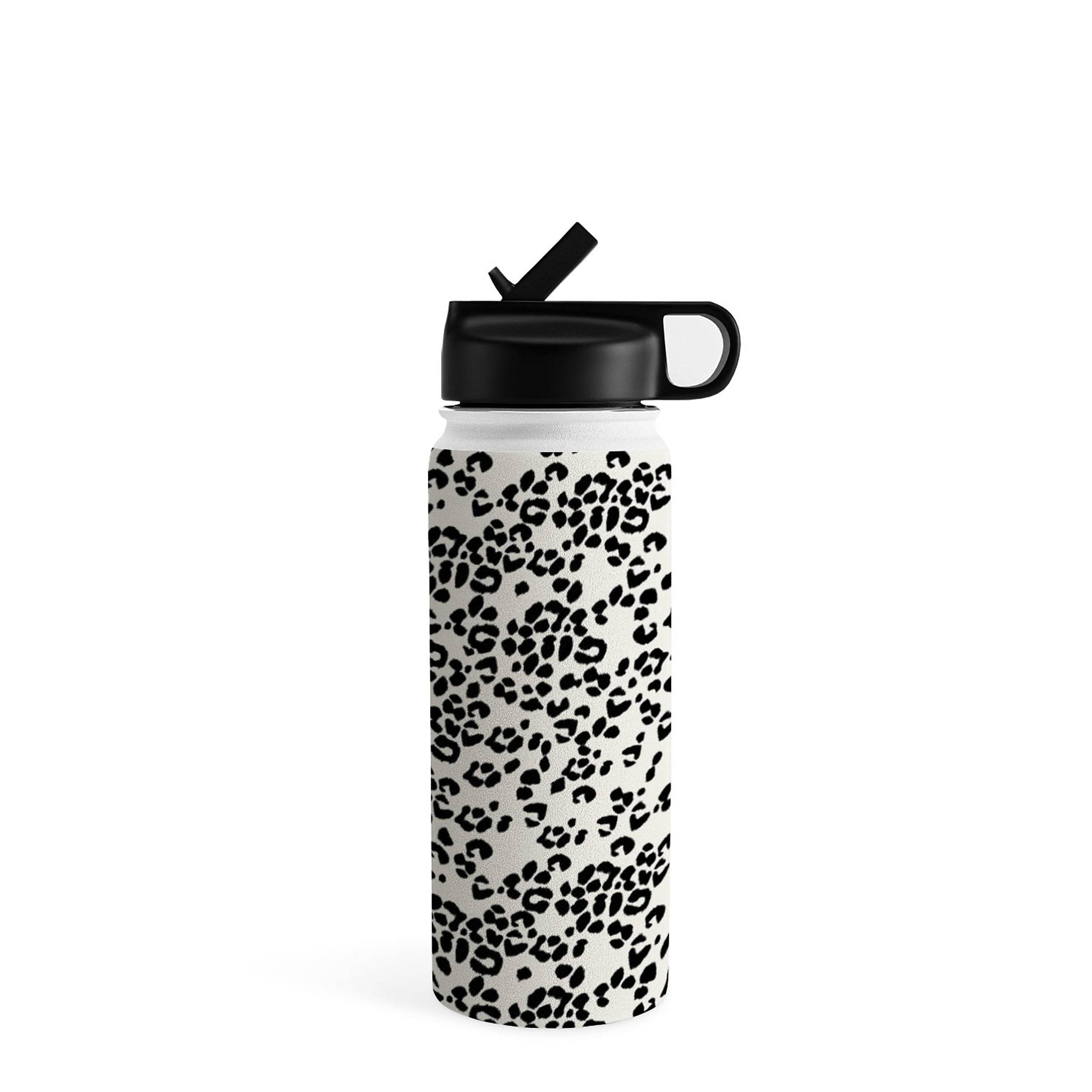 DENY Designs Leopard Stainless Steel Double Wall Insulated Water Bottle, 18 oz., Black/White (89183-WBTL05)