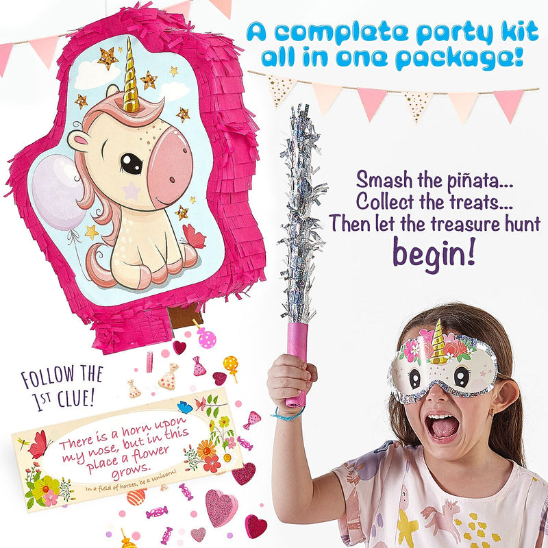 JITTERYGIT Unicorn Pinata Treasure Hunt Game Set, 2 in 1 Pieces/Pack (UNICORN-PINATA - PINK)