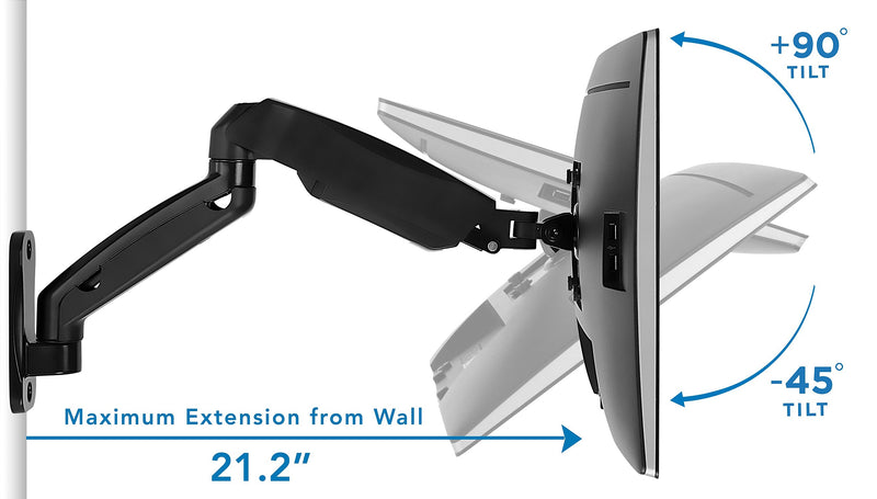 Mount-It! Adjustable Monitor Wall Mount Arm, Up to 32" Monitor, Black (MI-765)