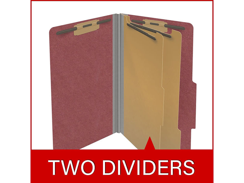 Medical Arts Press Pressboard Classification Folder, 2 Dividers, 2" Expansion, Legal Size, Dark Red, 10/Box (DV-T52-26-3ARD)