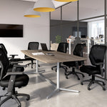 Bush Business Furniture 96W x 42D Boat Shaped Conference Table with Metal Base, Modern Hickory (99TBM96MHSVK)