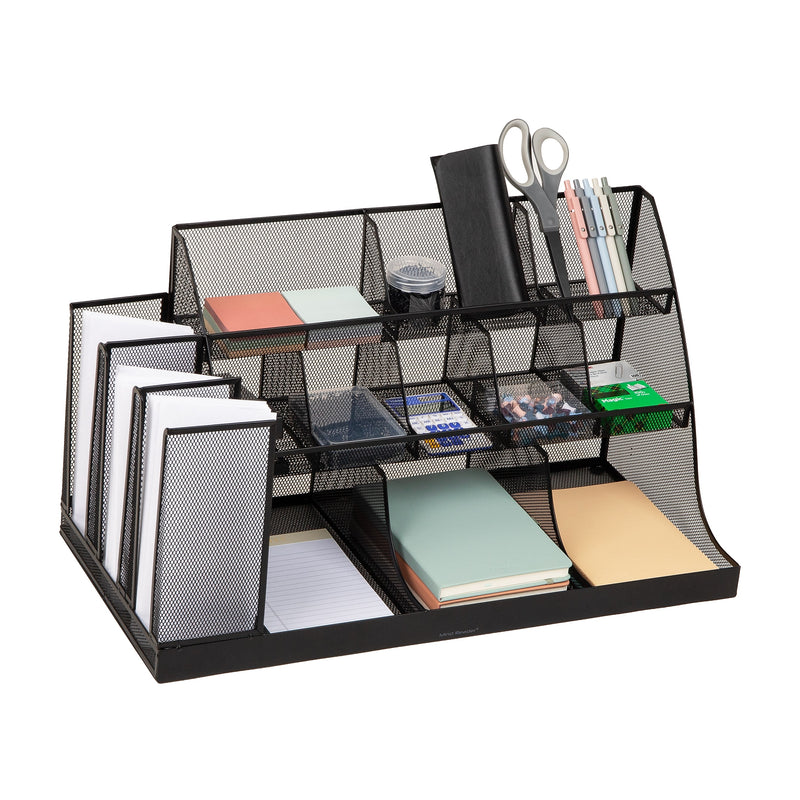 Mind Reader 14-Compartment Metal Multipurpose Countertop Organizer, Black (CMG2MESH-BLK 14)