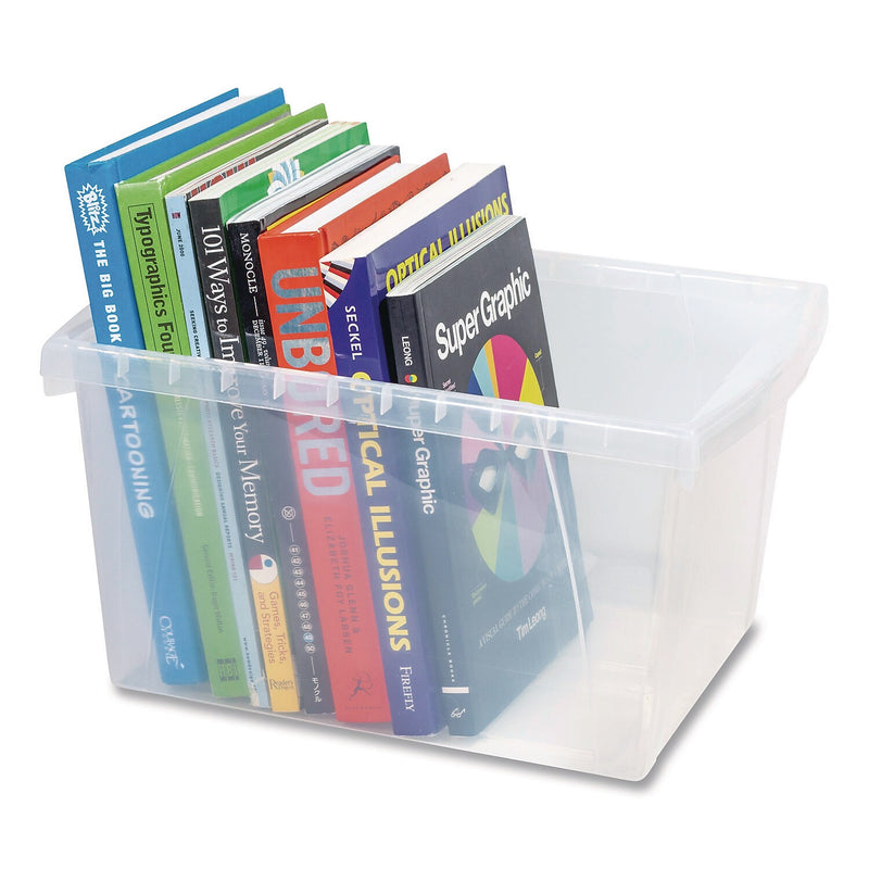 Storex Small Stackable Plastic Storage Bin, 7.87" x 11.25" x 13.53", 16 Qt., Translucent, 6/Pack (61430U06C)