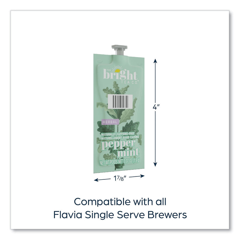 FLAVIA The Bright Tea Co. Peppermint Herbal Tea Freshpack, Peppermint, 0.07 oz Pouch, 100/Carton