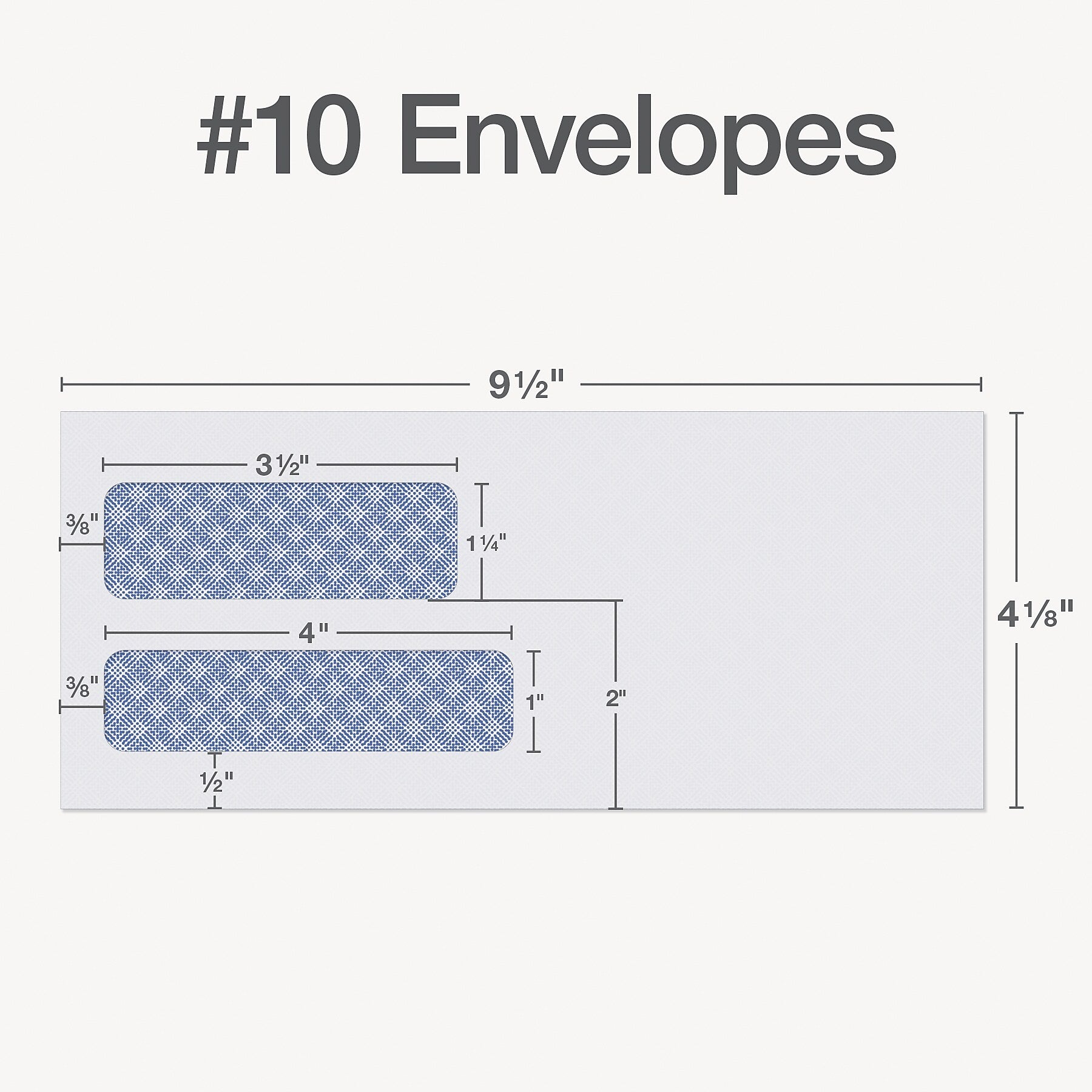 Quality Park Reveal-N-Seal Self Seal Security Tinted #10 Double Window Envelope, 4 1/8" x 9 1/2", White, 500/Box (1014438)