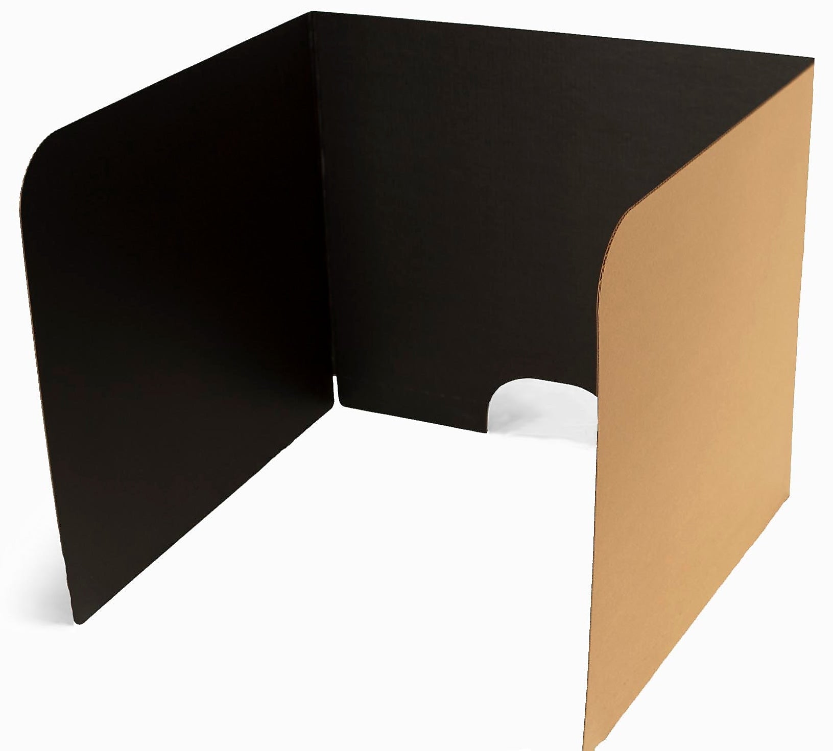 Classroom Products Foldable Cardboard Freestanding Privacy Shield, 24"H x 28"W, Black/Kraft, 20/Box (VB2420 BK)