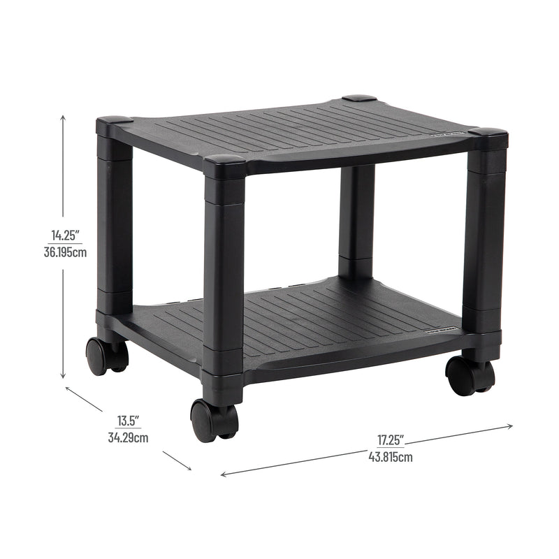 Mind Reader 2-Shelf Mobile Printer Utility Cart with Wheels, Black (PRCARTSM-BLK)