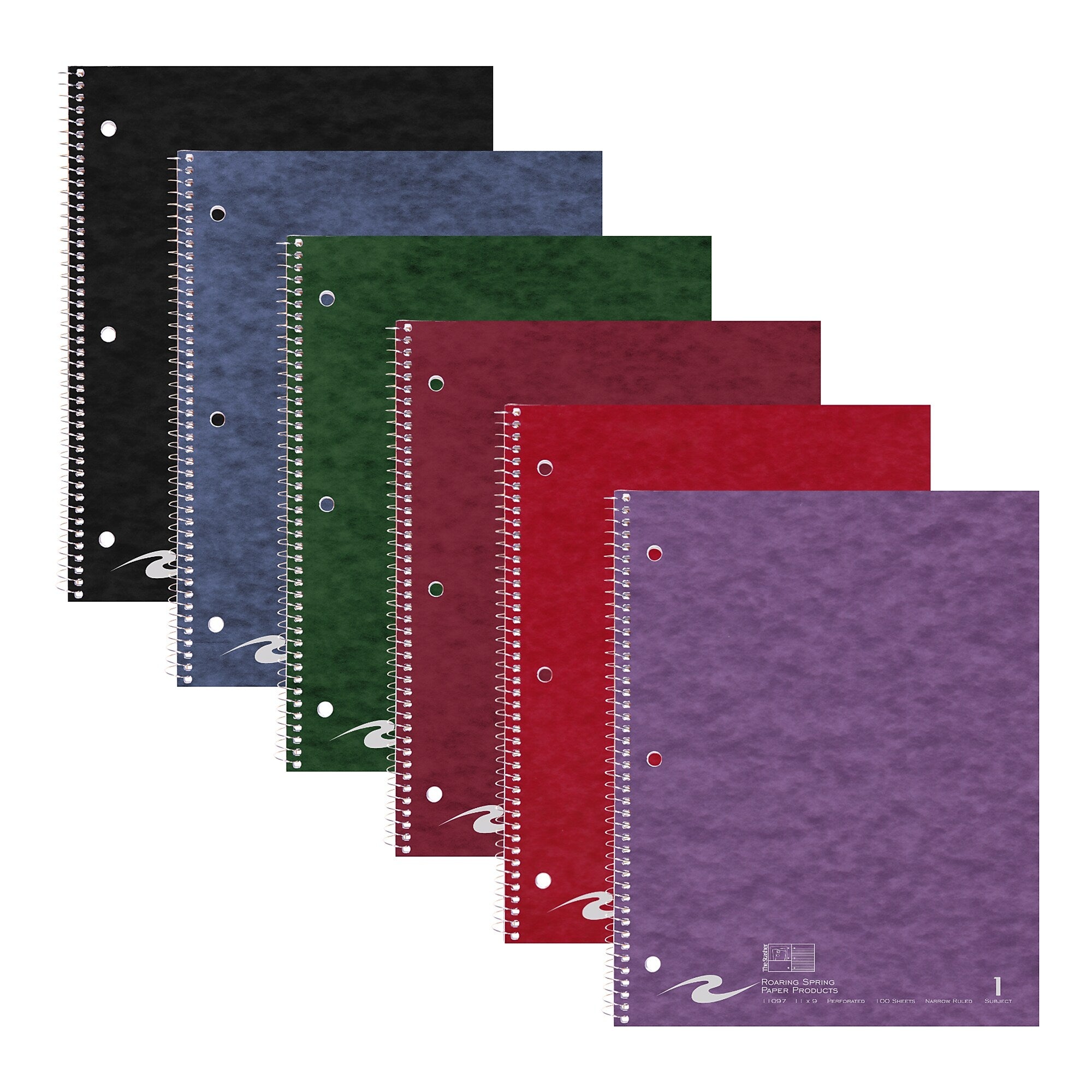 Roaring Spring Paper Products Stasher 1-Subject Notebooks, 8.5" x 11", Narrow Ruled, 100 Sheets, /Carton (11097CS)