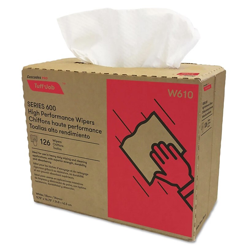 Cascades Tissue Group Cleaning Towels, White, 126 Sheets/Roll, 126 Sheets/Pack, 126 Towels/Pack, 10/Carton (CSDW610)