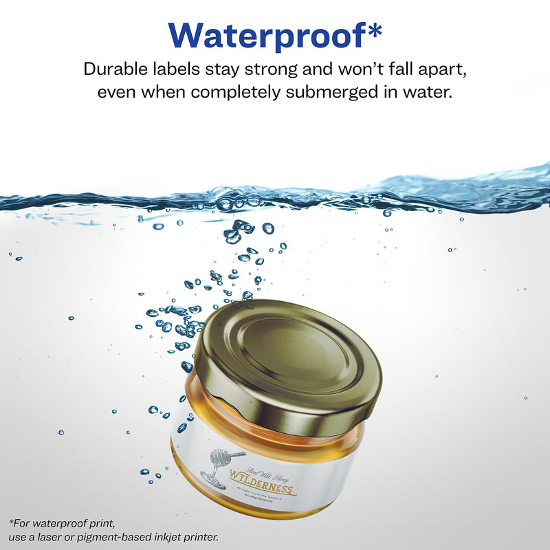 Avery Waterproof Laser/ Inkjet Wraparound Labels, 1.25" x 9.75", White, 40 Labels/Pack (22845)