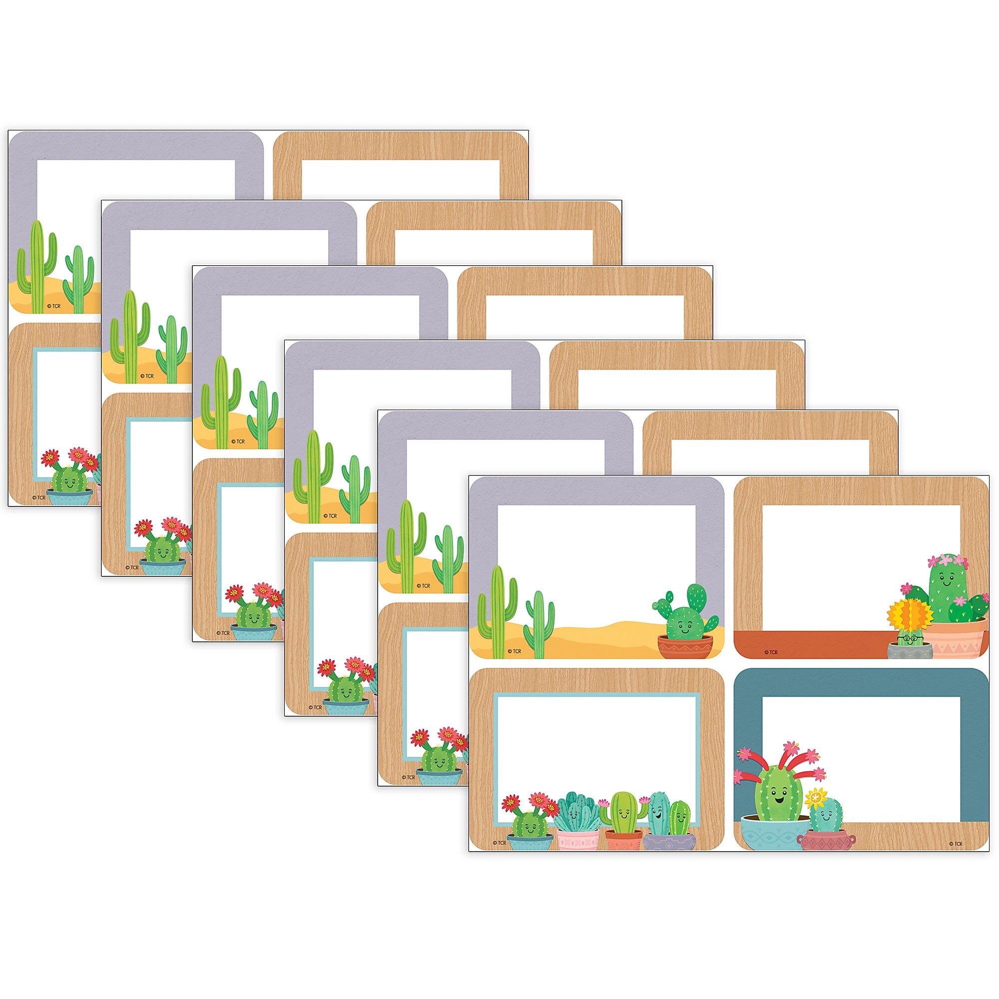 Teacher Created Resources Happy Cactus Crew School Name Tags, 3.5" x 2.5", 36/Pack, 6 Packs/Bundle (TCR6961-6)
