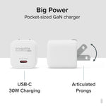 Plugable GaN USB-C Wall Charger, 30W, White (PS-30C1W)