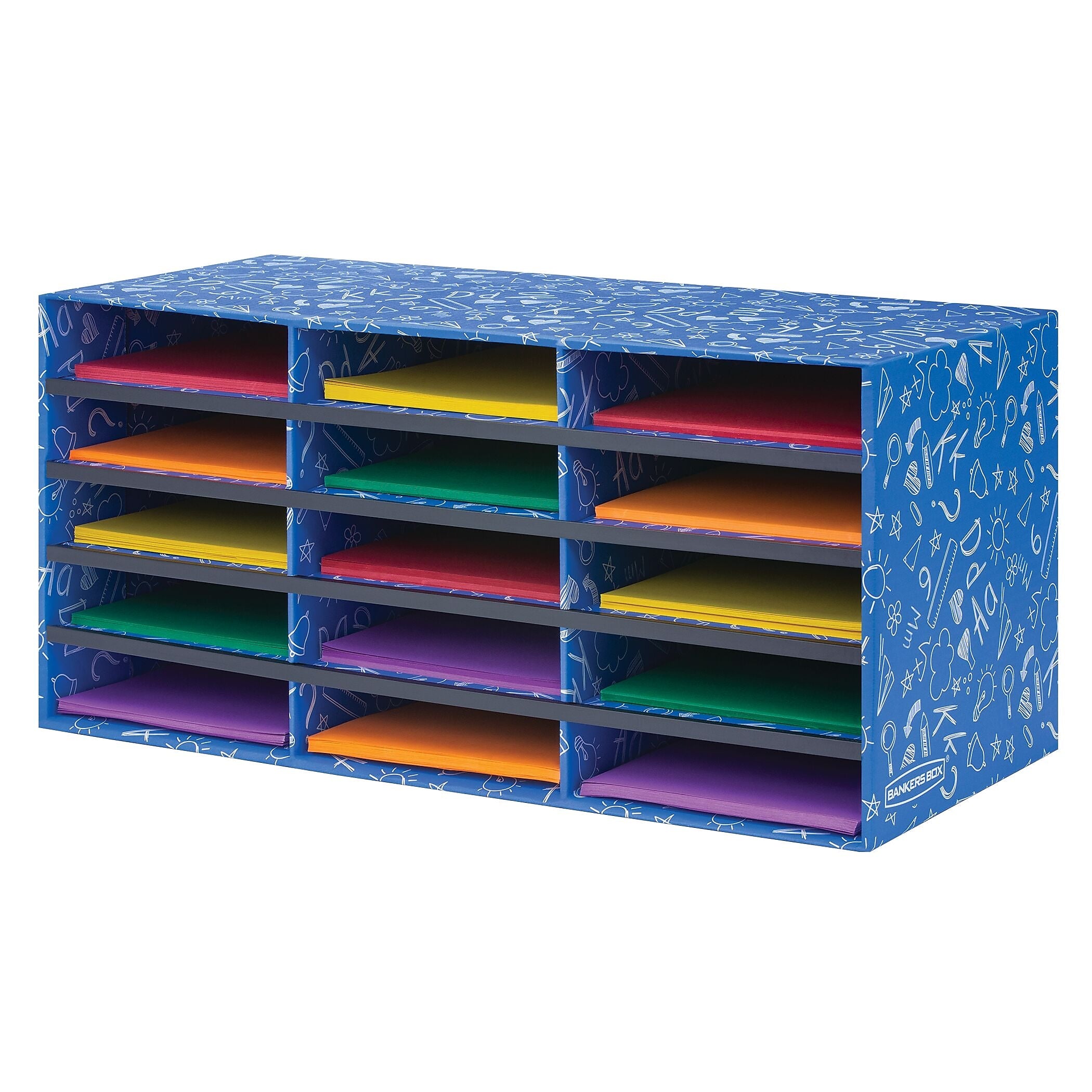 Bankers Box Classroom collection, 15-Compartment Literature Organizers, 28.5" x 12.375", Blue (3384301)