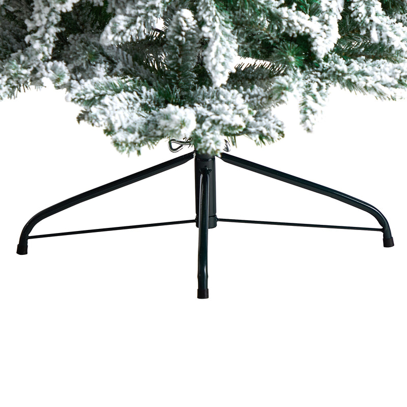 Nearly Natural 8-ft Slim Flocked Montreal Fir Artificial Christmas Tree with 400 Warm White LED Lights (T3312)