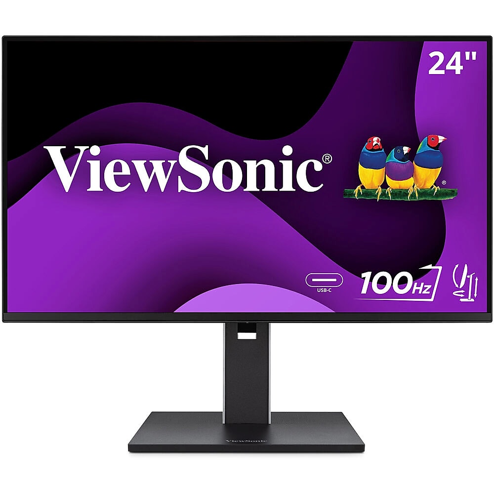 ViewSonic 24" FHD IPS 100Hz LED Monitor, Built-In Speaker, Height Adjustable, Universal Docking Station, Black (VG2452)