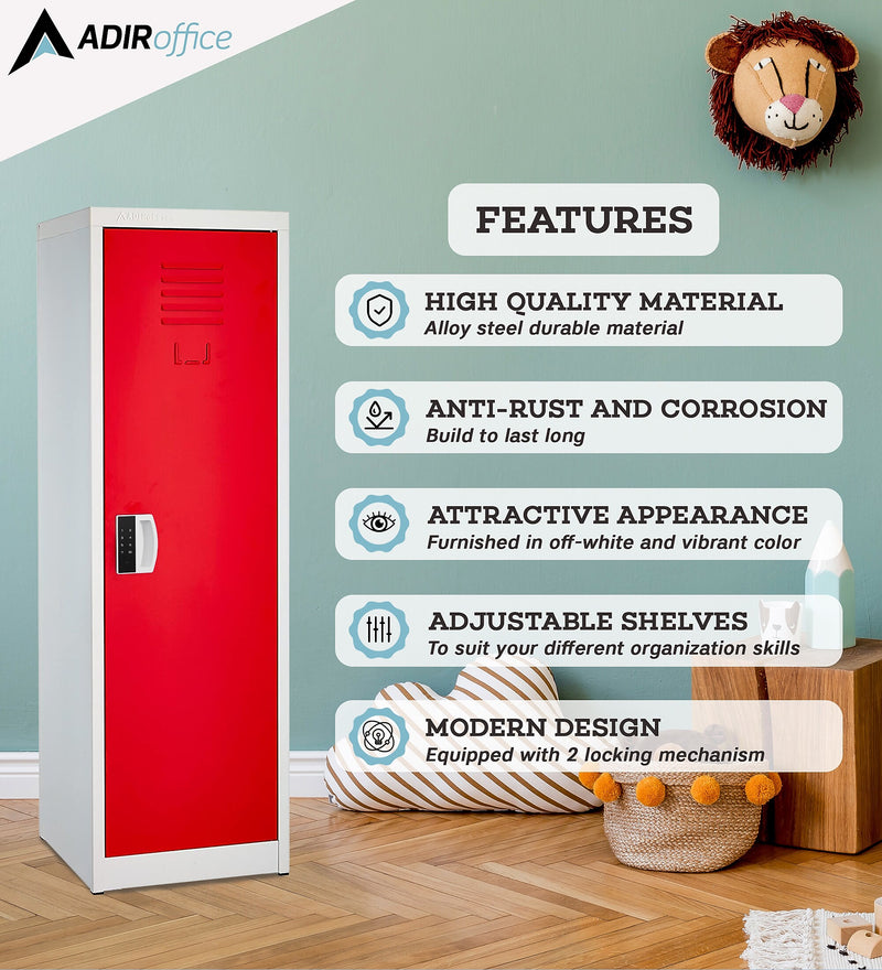 AdirOffice 48"H Single Tier Red Storage Locker (ADI629-01-RED-DL)