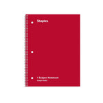 Staples 1-Subject Notebooks, 8" x 10.5", Graph Ruled, 70 Sheets, Red (ST23984C)