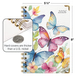 2026 Global Printed Products Watercolor Butterflies 5.5" x 8" Weekly & Monthly Planner, Paperboard Cover (NRY26-58-33)