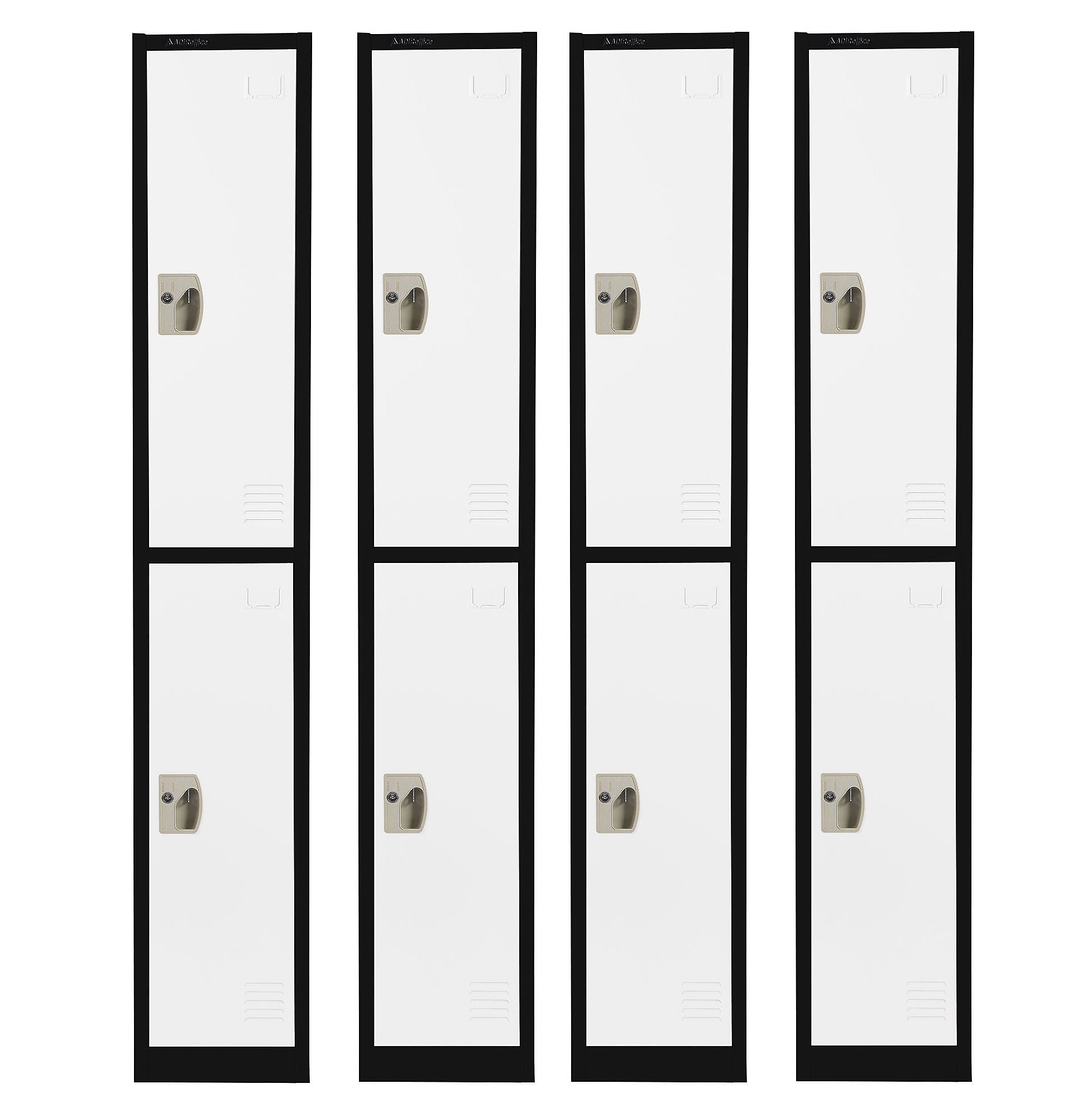 AdirOffice 72'' 2 Tier Black and White Storage Locker, 4/Pack (ADI629-202-B-W-PKG-4)