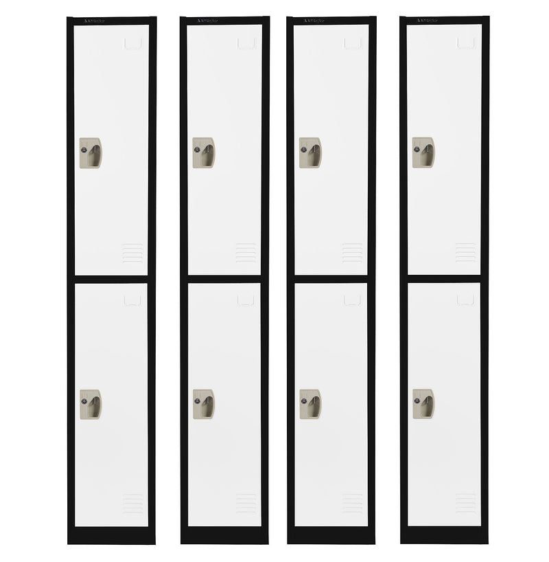 AdirOffice 72'' 2 Tier Black and White Storage Locker, 4/Pack (ADI629-202-B-W-PKG-4)