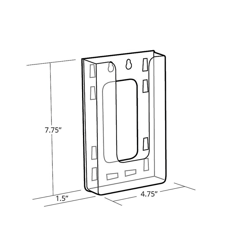 Azar Brochure Holder, 4.75" x 7.75", Vertical, Wall Mounted, Clear, Plastic, 10/Pack (252328)