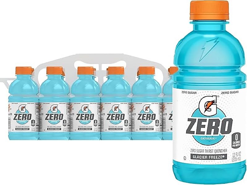 Gatorade Zero Sugar-Free Glacier Freeze Sports Drink, 12 fl. oz., 24 Bottles/Carton (04342)