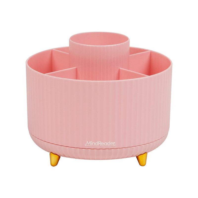 Mind Reader 5-Compartment Rotating Plastic Pen Holder, Pink (SPINPEN-PNK)