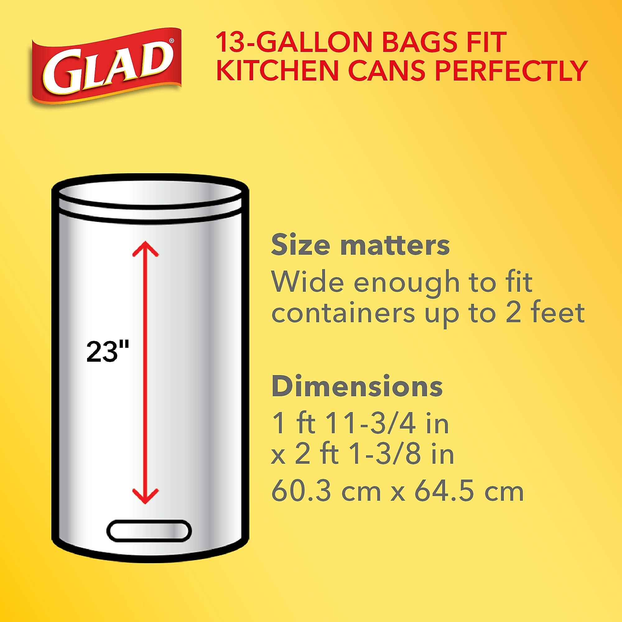 Glad Quick-Tie Tall 13 Gallon Kitchen Trash Bags, 80/Box (60034)