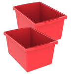 Storex Plastic Medium Classroom Storage Bin, 16.75"x 11.87"x 8.28", Red, Pack of 2 (STX61483U06C-2)