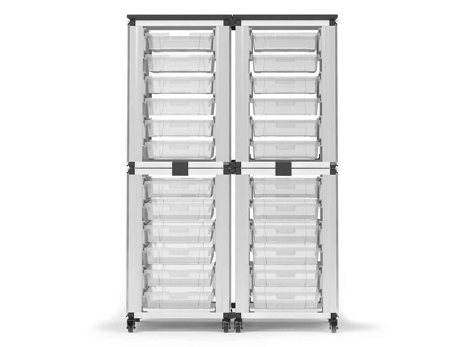 Luxor Mobile 24-Section Stacked Modular Classroom Storage Cabinet, White (MBS-STR-22-24S)