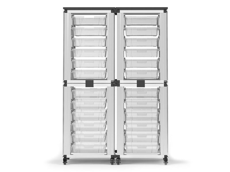 Luxor Mobile 24-Section Stacked Modular Classroom Storage Cabinet, White (MBS-STR-22-24S)