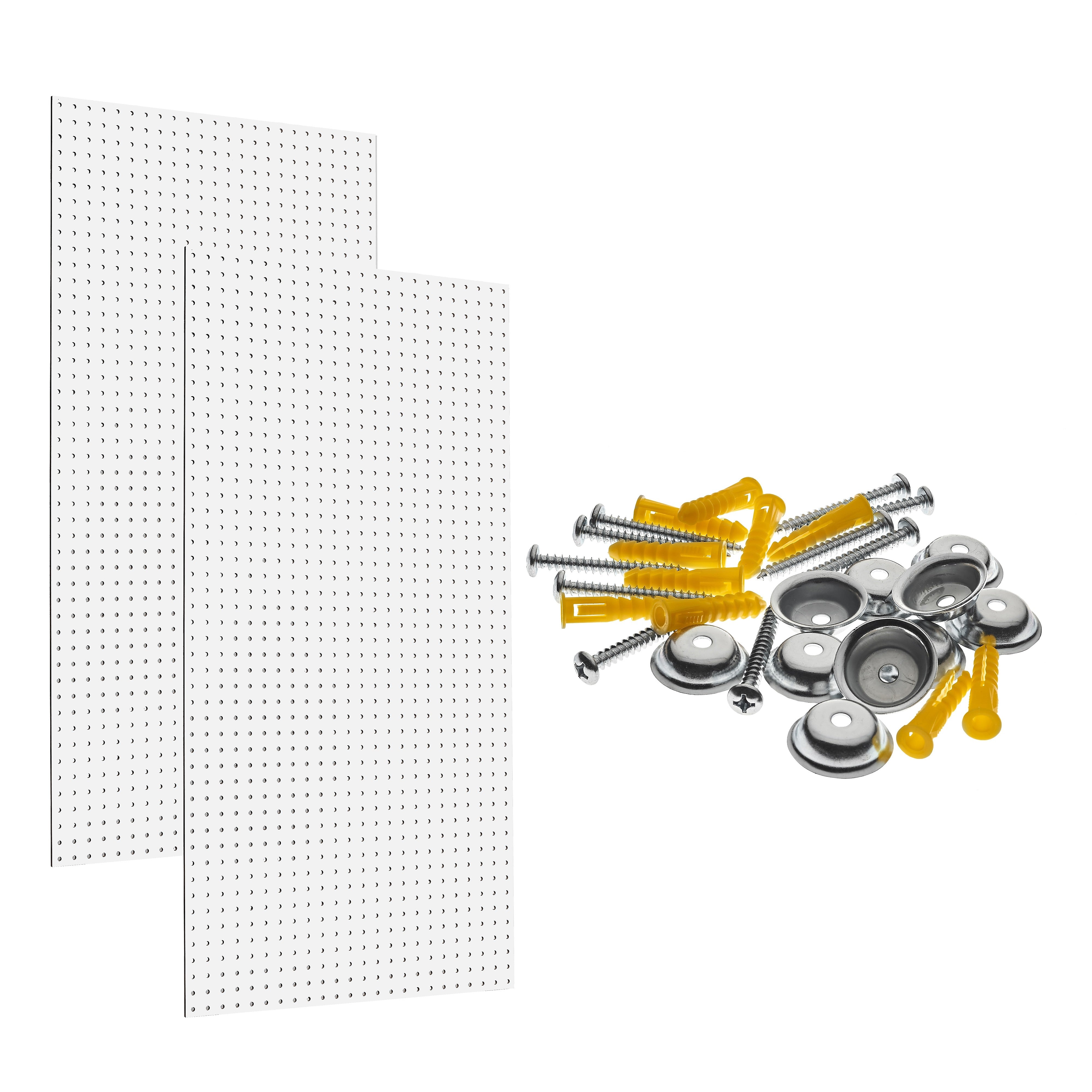 Triton Products High Density Fiberboard Round Hole Pegboards with Mounting Hardware, Set of 2 (PEG2-WHT)