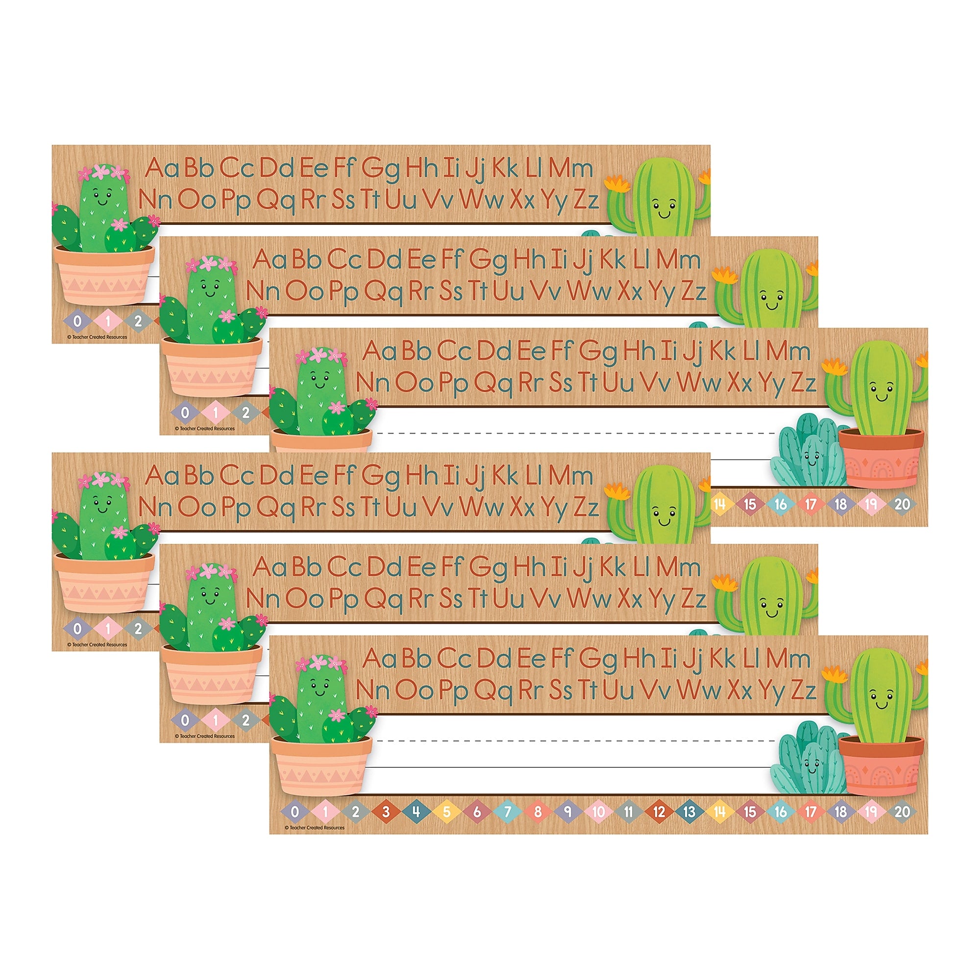 Teacher Created Resources Happy Cactus Crew School Name Plates, 11.5" x 3.5", 36/Pack, 6 Packs/Bundle (TCR6960-6)