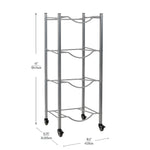 Mind Reader 4-Shelf Mobile Water Jug Stand Holder with Wheels, Metal, Silver (3TJUGWH-SIL)