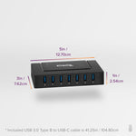 Plugable 7-in-1 Charging Hub with Data Transfer for USB-C or USB 3.0 Laptops