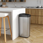 iTouchless Stainless Steel Sliding Lid Sensor Trash Can with AbsorbX Odor Control System, 14 Gal., Silver(IT14SC)