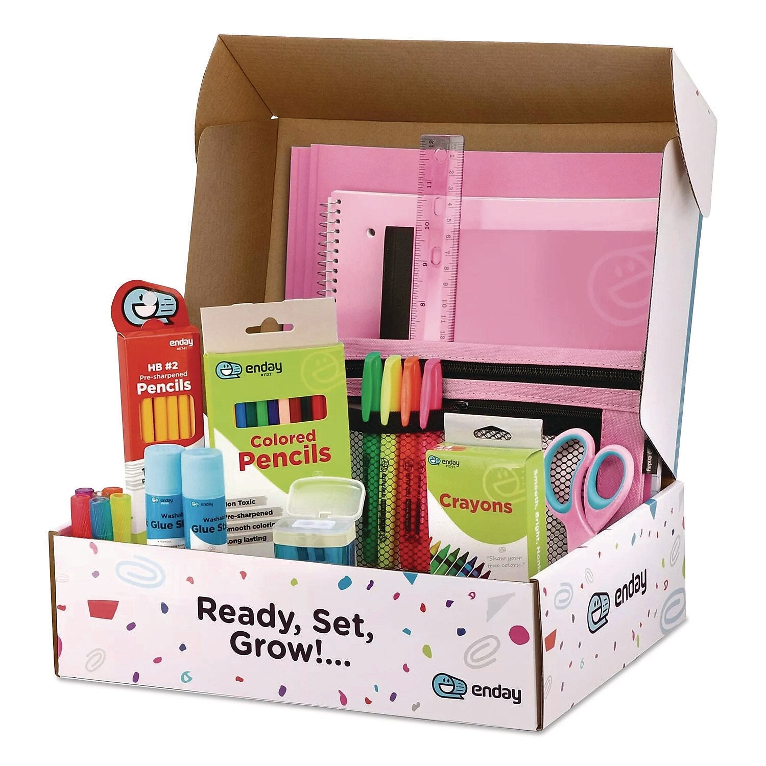 Enday Back to School Supplies Kit for Grades K-5, Pink (1315)