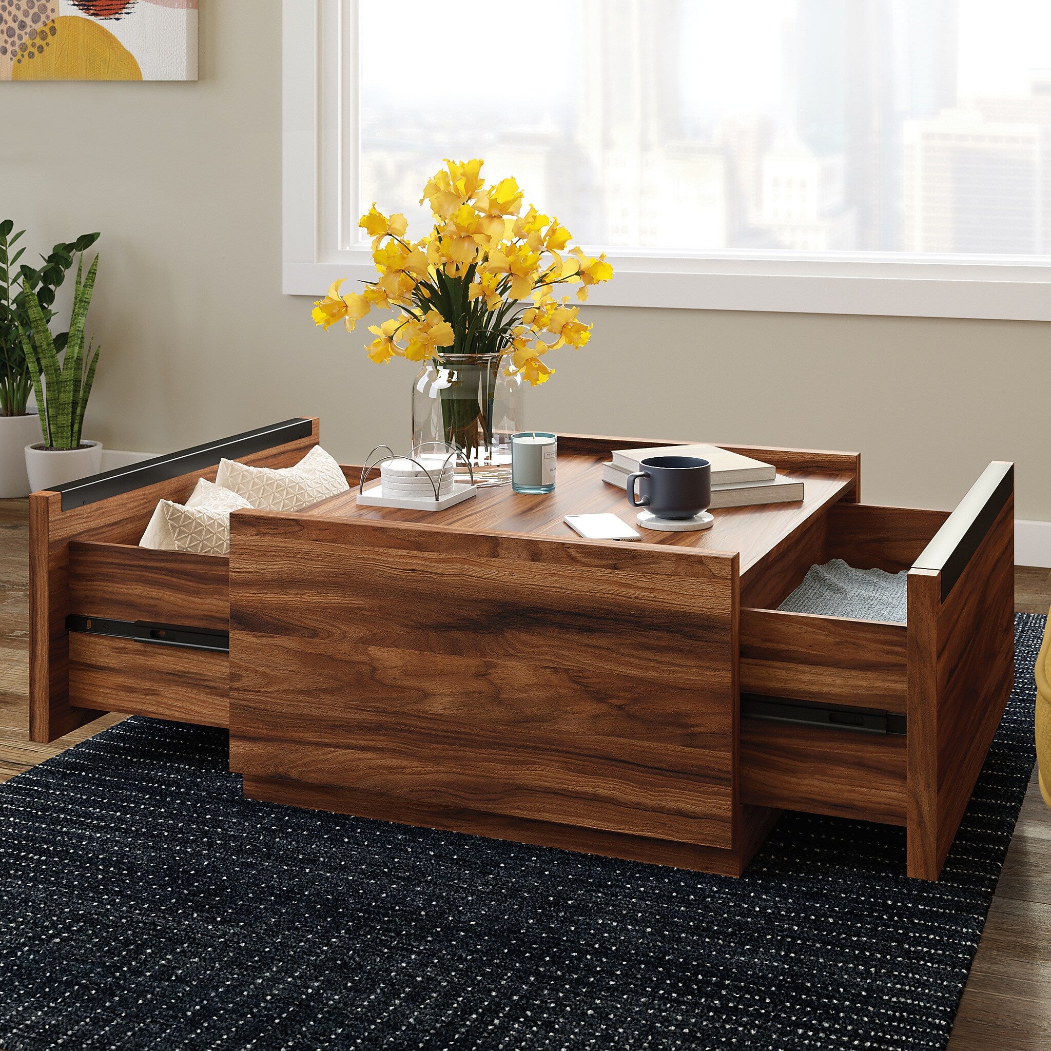 Sauder Manhattan Gate 31"W x 31"D Coffee Table, Blaze Acacia (430359)