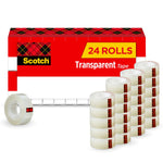 Scotch Transparent Tape Refill, 3/4" x 27.77 yds., 1" Core, Clear, 24 Rolls/Pack (600K24)