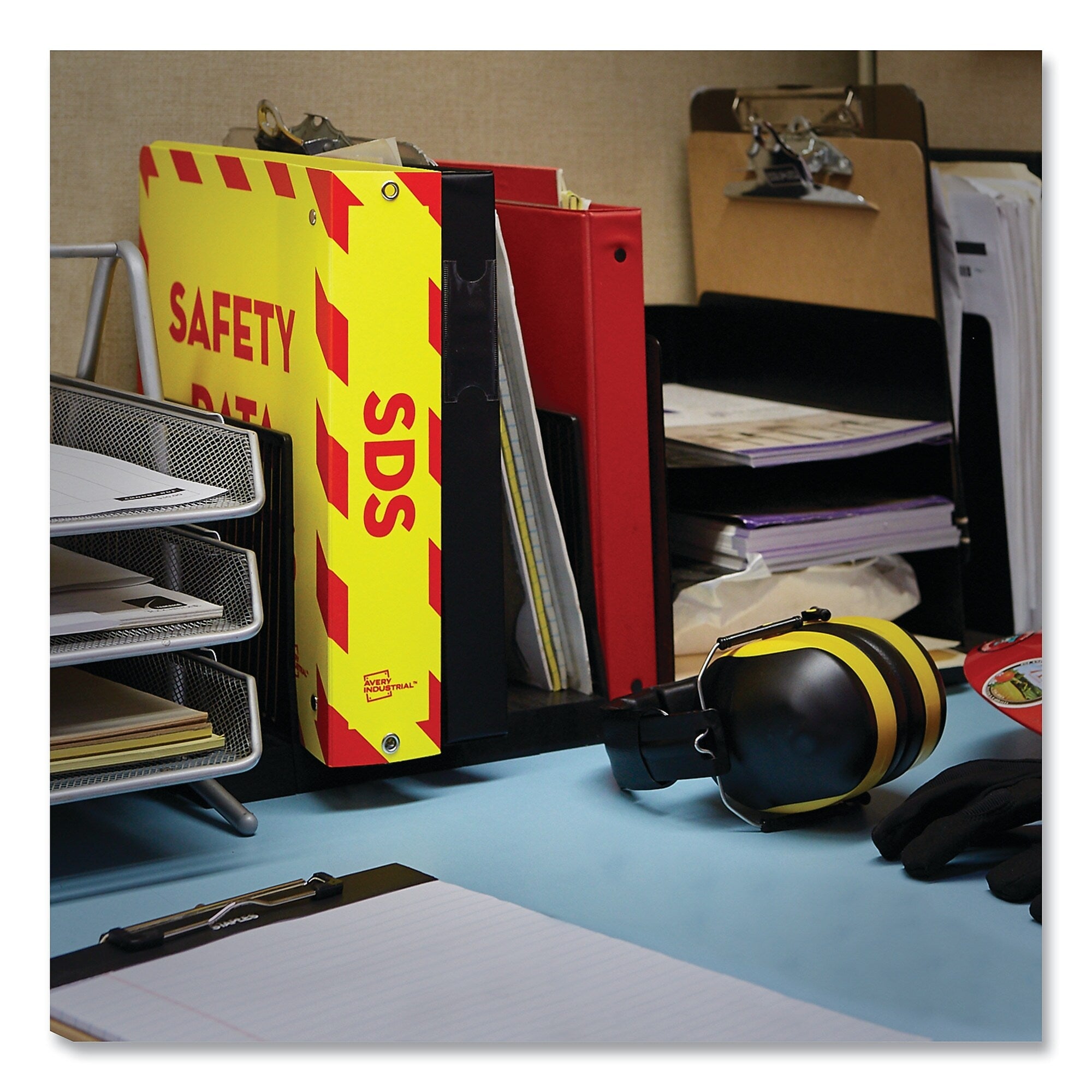 Avery UltraDuty Safety Data Sheet Binder Bundle, 3 Rings, 3" Capacity, 11 x 8.5, Yellow/Red