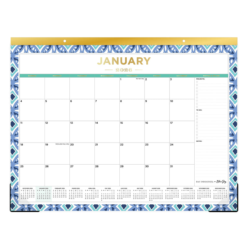 2026 Day Designer for Blue Sky Tile 22" x 17" Monthly Desk Calendar (133694-26)