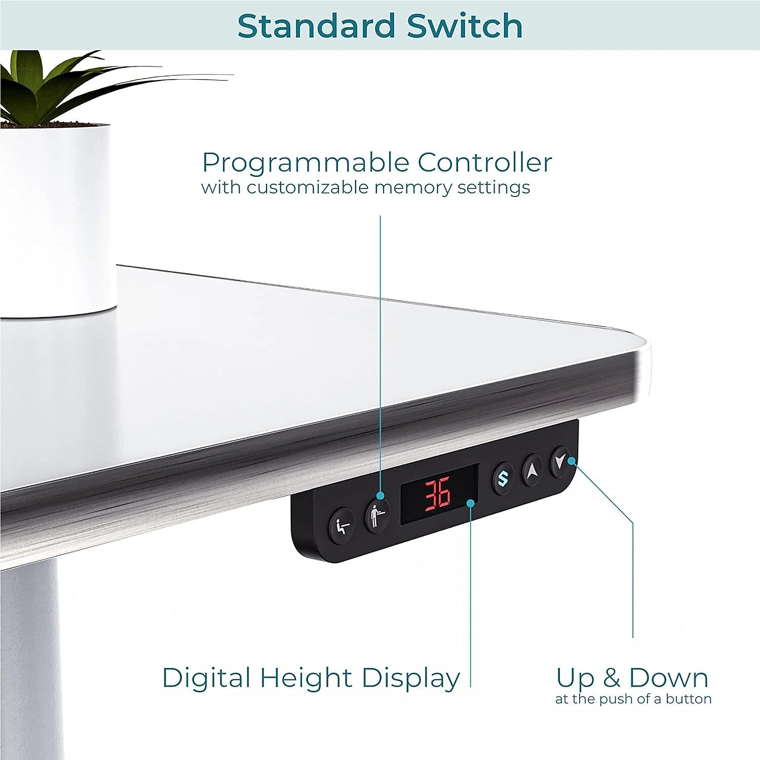 VersaDesk PowerLift Split-Level 72"W Electric Rectangular Adjustable Standing Desk, White (PL2SD7230-WW)