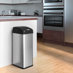 iTouchless Stainless Steel Sensor Trash Can with Wide Lid Opening and AbsorbX Odor Control System, 13 Gal., Silver (IT13MX)