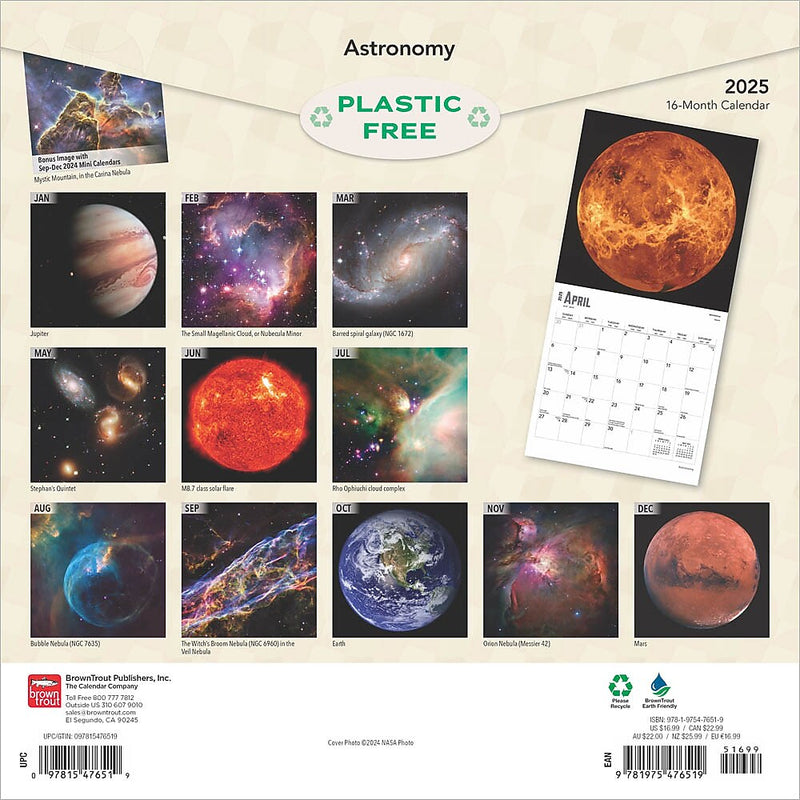 2025 BrownTrout Astronomy 12" x 12" Monthly  Wall Calendar (9781975476519)