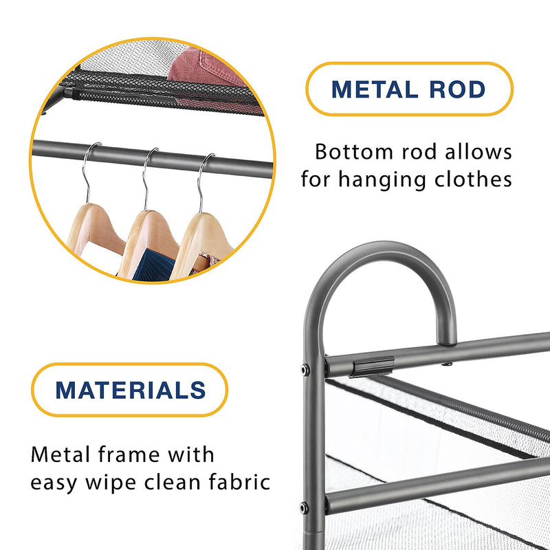 Whitmor 3-Shelf Hanging Closet Organizer, Black (6905-12085)